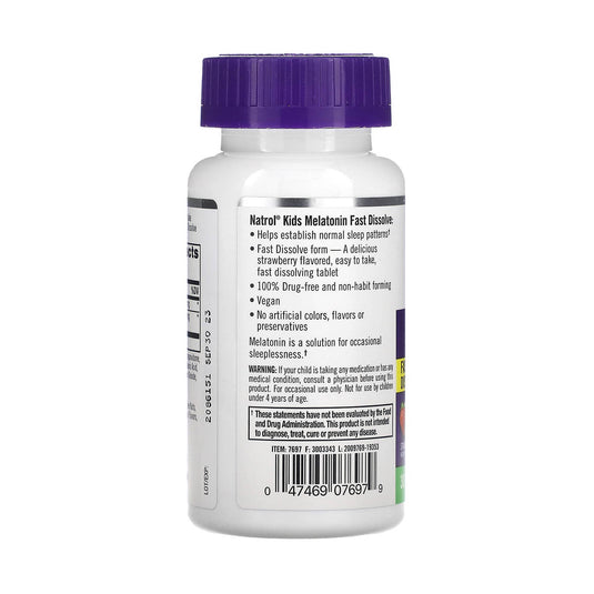 Melatonin Kids, Fast Dissolve, Natrol, 30 Tablete Dizolvabile