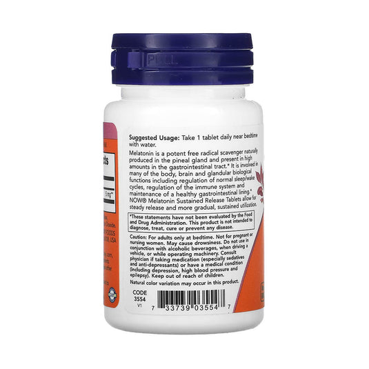 Melatonin Sustained Release, 5 mg, Now Foods, 120 tablete
