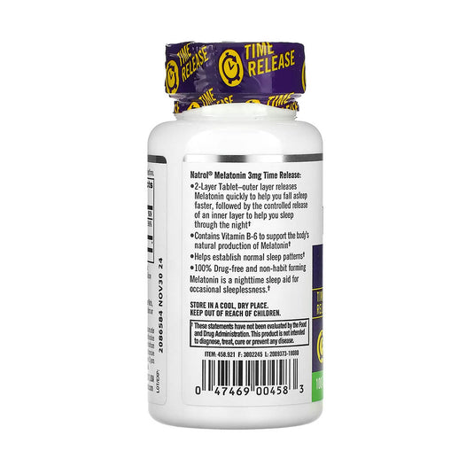 Melatonin, Time Release, 3 mg, Natrol, 100 tablete