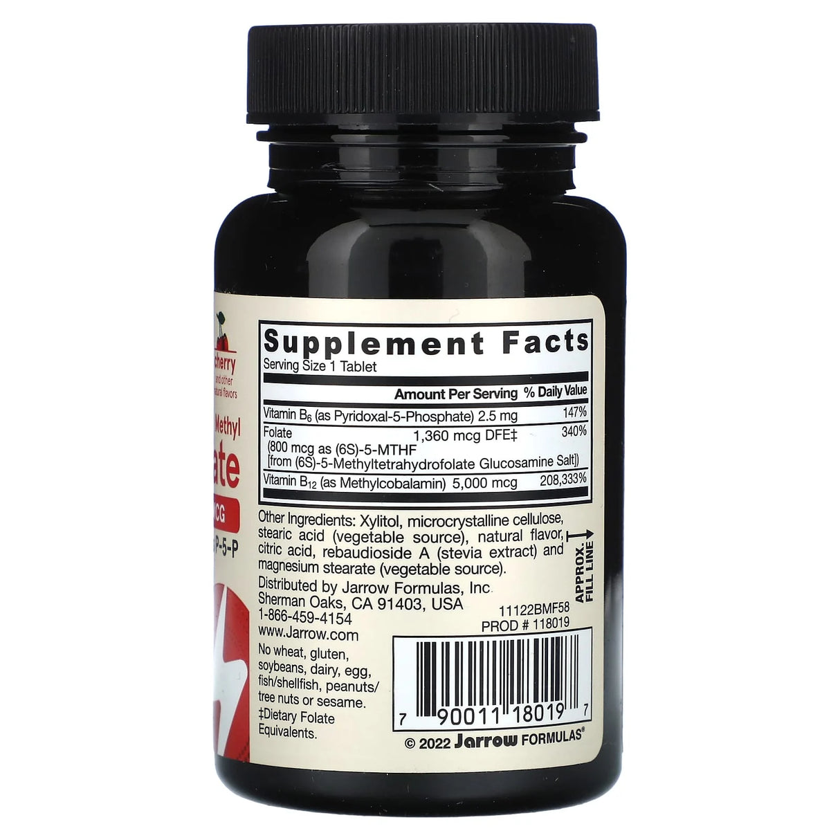 Methyl B-12 5000 mcg & Methyl Folate, Jarrow Formulas, 60 drajeuri