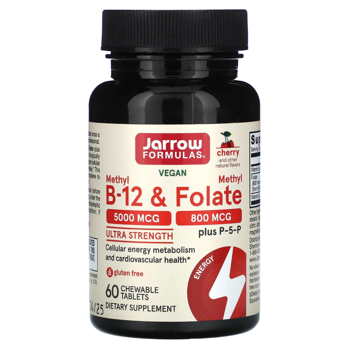 Methyl B-12 5000 mcg & Methyl Folate, Jarrow Formulas, 60 drajeuri