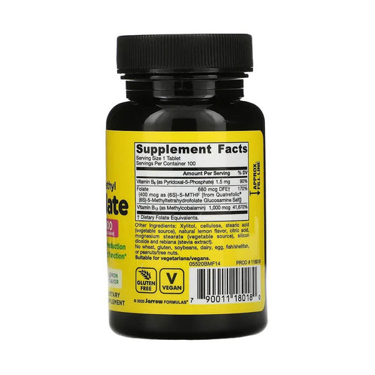 Methyl B-12 1000 mcg & Methyl Folate, Jarrow Formulas, 100 drajeuri