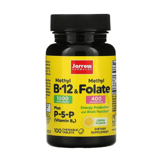 Methyl B-12 1000 mcg & Methyl Folate, Jarrow Formulas, 100 drajeuri