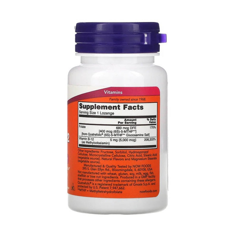 Încărcați imaginea în vizualizatorul Galerie, Methyl B-12 Methylcobalamin plus Folate, 5000mcg, Now Foods, 60 drajeuri
