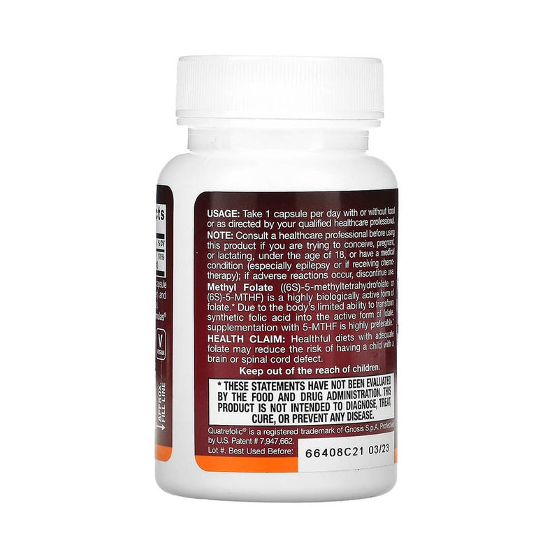 Încărcați imaginea în vizualizatorul Galerie, Methyl Folate (5-MTHF), 400 mcg, Jarrow Formulas, 60 capsule
