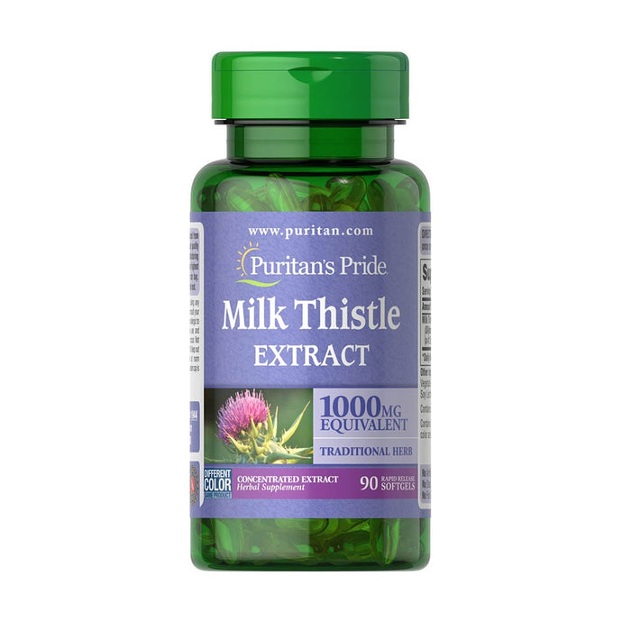 Milk Thistle 4:1 Extract (Silymarin) 1000 mg, Puritan's Pride, 90 Softgels