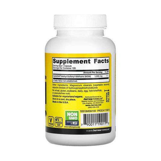 MSM (Methyl-Sulfonyl-Methane), 1000 mg, Jarrow Formulas, 100 capsule