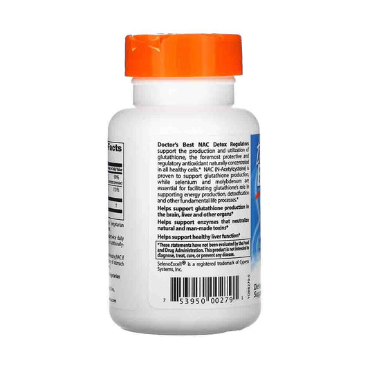 NAC N-Acetyl L-Cysteine 600 mg, Selenium, Molybdenum, Doctor's Best, 60 capsule