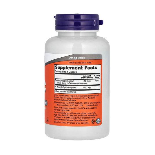 NAC, N-Acetyl Cysteine 600 mg with Selenium, Now Foods,100 capsule
