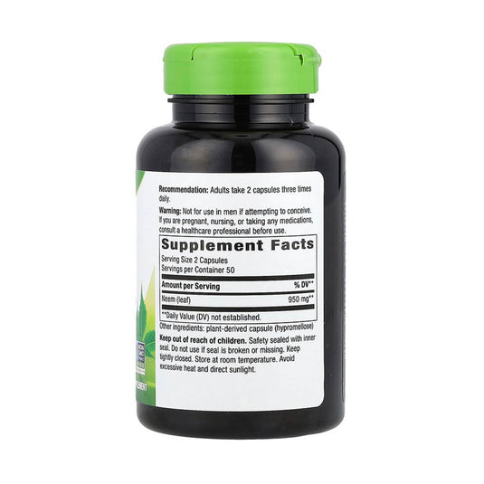 Neem Leaf (Antibiotic Natural) 475 mg, Nature's Way, 100 Capsule