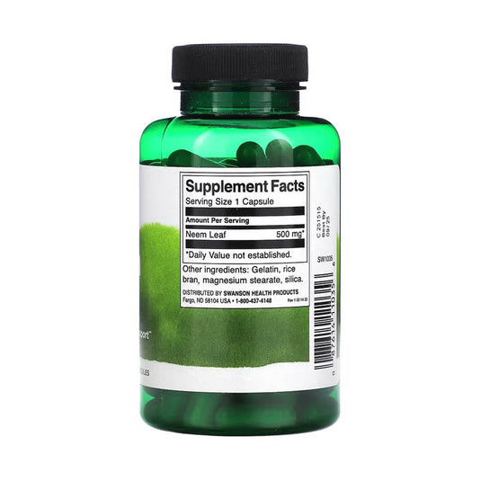 Neem Leaf, (Antibiotic si Antifungic), 500 mg, Swanson, 100 capsule SW1035