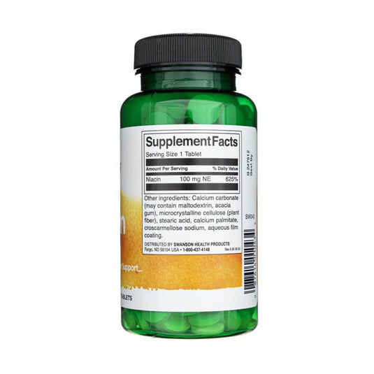 Niacin (Vitamina B-3), 100 mg, Swanson, 250 tablete SW043