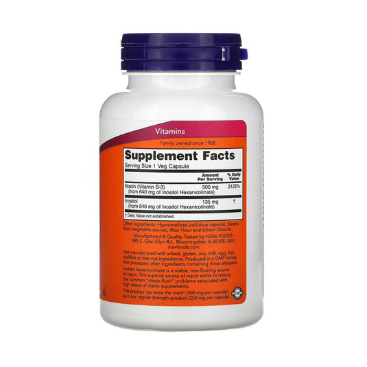Niacin, Vitamina B3, Flush-Free, 500 mg, Now Foods, 90 capsule