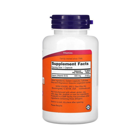 Niacin Vitamina B3 (Niacina), 500mg, Now Foods, 100 capsule
