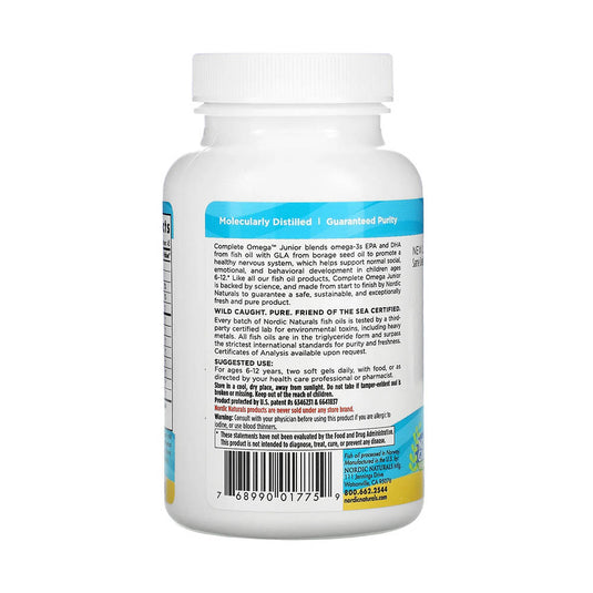Complete Omega Junior, 6-12 ani, 283 mg, Nordic Naturals, 90 Mini Soft Gels