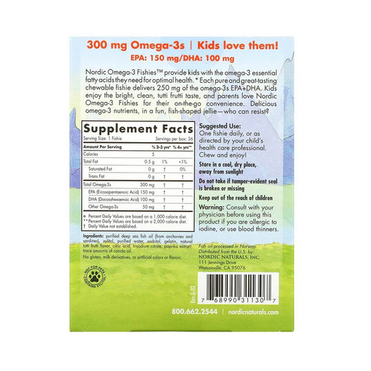 Nordic Omega-3 Fishies, Copii, 300mg, Nordic Naturals, 36 jeleuri