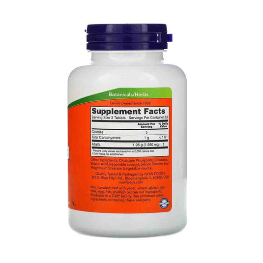 Alfalfa (Lucerna) 10 Cereale, 650mg, Now Foods, 250 tablete