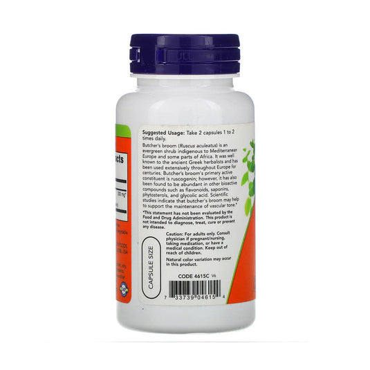 Butcher's Broom (Ghimpe Pădureț), 100mg, Now Foods, 100 capsule