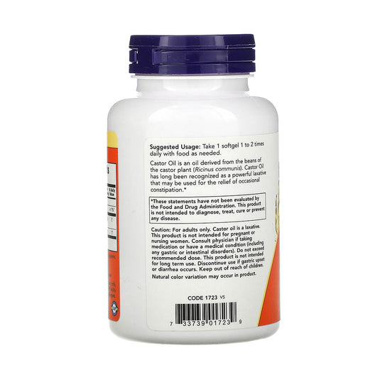Castor Oil (Ulei de Ricin), 650mg, Now Foods, 120 softgels