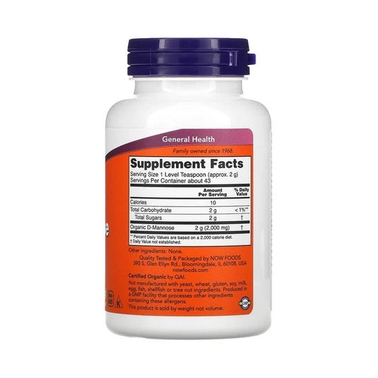 D-Mannose Organic Pure Powder, Now Foods, 85g