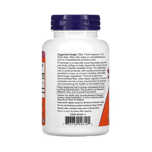 D-Mannose Organic Pure Powder, Now Foods, 85g
