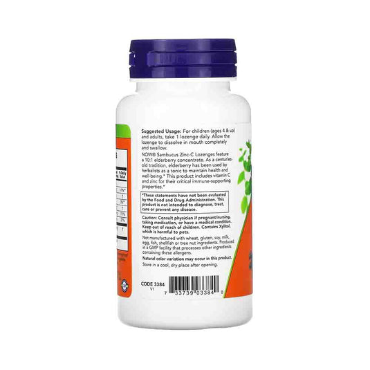 Sambucus Zinc-C (Extract de Soc), Now Foods, 60 drajeuri