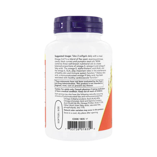 Omega 3-6-9, 1000mg, Now Foods, 100 softgels