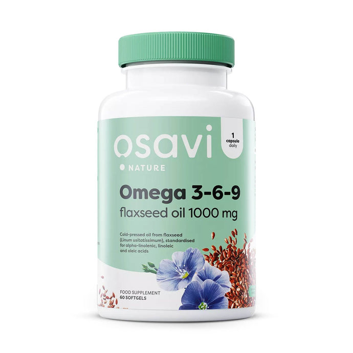 Omega 3-6-9 Flaxseed Oil 1000 mg, Osavi, 60 softgels