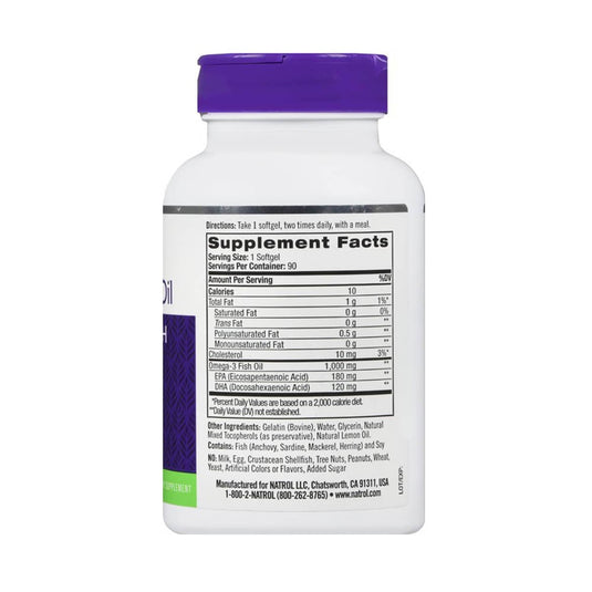 Omega-3 Fish Oil, 1000 mg, Natrol, 90 softgels