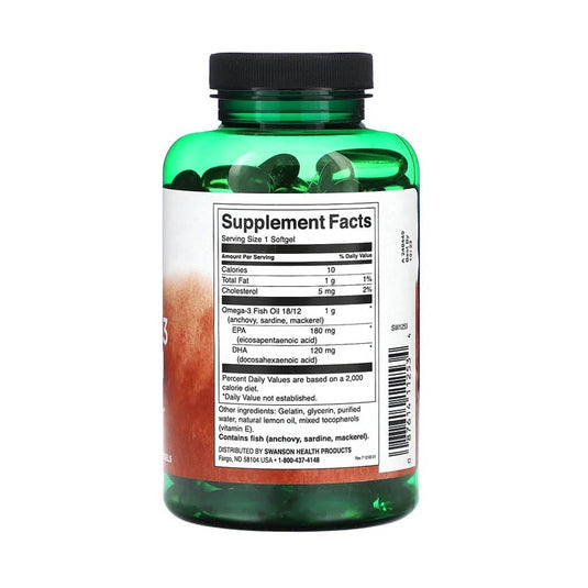Omega-3 Fish Oil, 1000 mg, Swanson, 150 softgels SW1253