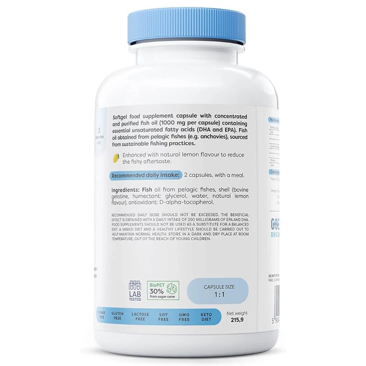 Omega-3 Fish Oil Molecularly Distilled, 1000 mg, Osavi, 180 softgels