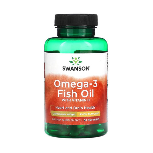 Omega-3 Fish Oil with Vitamin D, 1000 mg, Swanson, 60 softgels SW1309