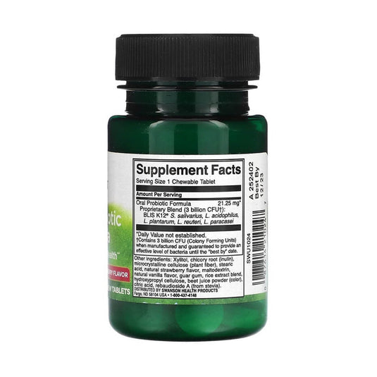 Oral Probiotic (Sănătatea Cavității Bucale), Swanson, 30 drajeuri SWU1024