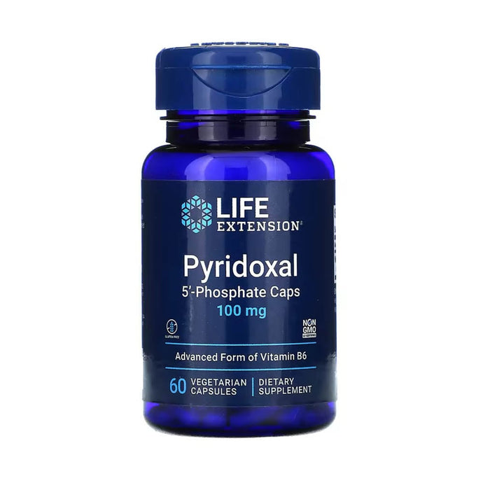 P-5-P (Piridoxal 5 Fosfat) Vitamina B6, 100 mg, Life Extension, 60 capsule