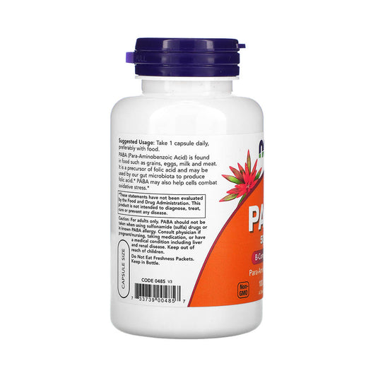 PABA, (Vitamina B10), 500 mg, Now Foods, 100 capsule
