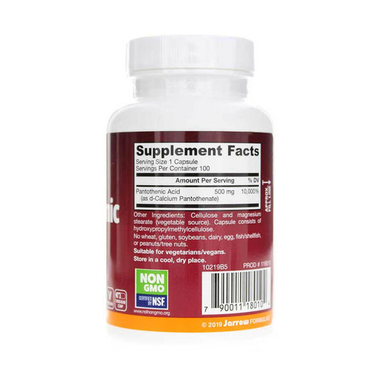Pantothenic Acid (Vitamina B5), 500mg, Jarrow Formulas, 100 capsule