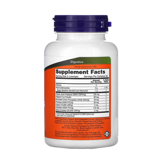 Papaya Enzymes, Digestive Support, Now Foods, 180 drajeuri