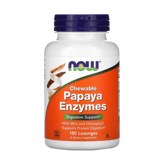 Papaya Enzymes, Digestive Support, Now Foods, 180 drajeuri