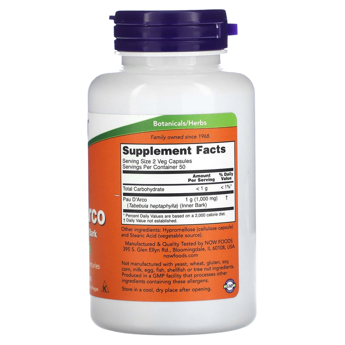 Pau D'Arco (Detoxifiant) 500 mg, Now Foods, 100 capsule