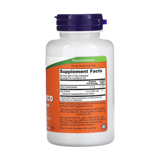 Pau D'Arco (Detoxifiant) 500 mg, Now Foods, 100 capsule