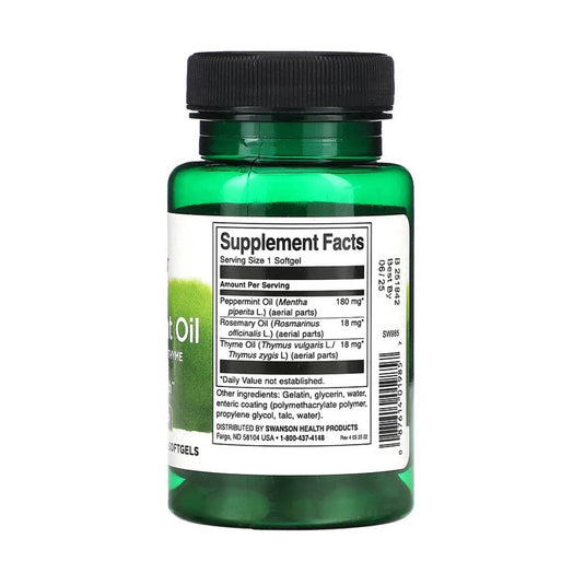 Peppermint Oil cu Rozmarin si Cimbru, Swanson, 100 softgels SW985