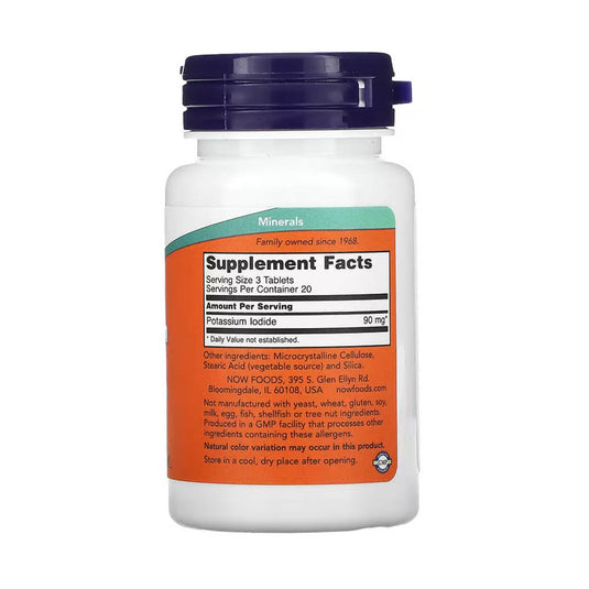 Potassium Iodide, (Iodura de Potasiu) 30 mg, Now Foods, 60 tablete