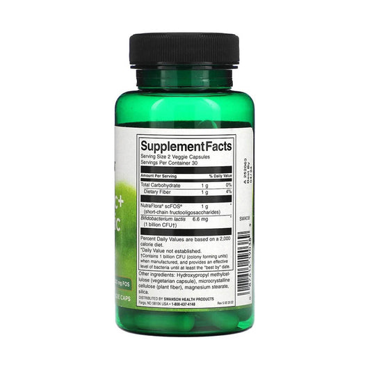Probiotic + Prebiotic Fiber, 500 Million CFU, Swanson, 60 capsule SWA038