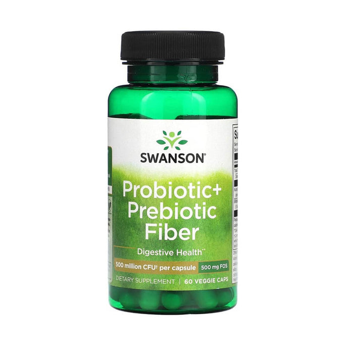 Probiotic + Prebiotic Fiber, 500 Million CFU, Swanson, 60 capsule SWA038