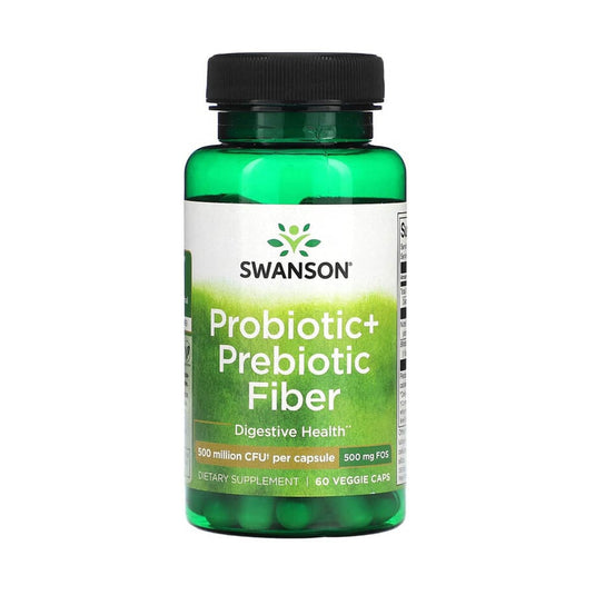 Probiotic + Prebiotic Fiber, 500 Million CFU, Swanson, 60 capsule SWA038