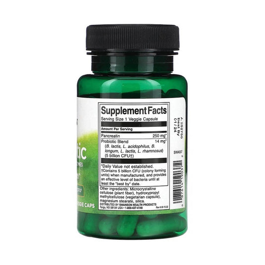 Probiotic With Digestive Enzymes, 5 Billion CFU, Swanson, 60 capsule SWA037