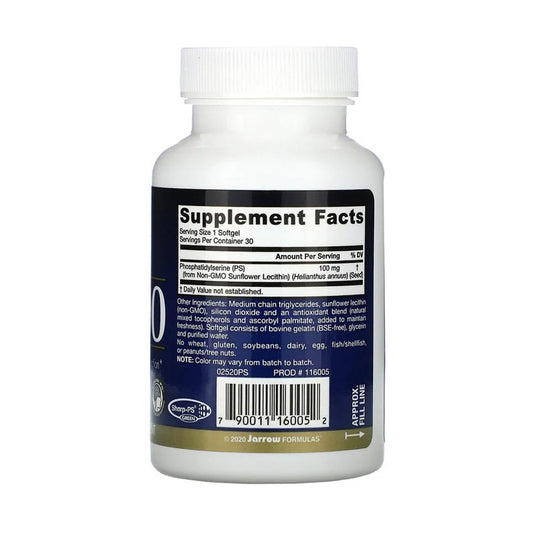 PS 100 (Fosfatidilserina), 100 mg, Jarrow Formulas, 30 softgels