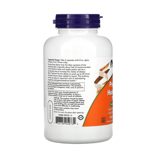Psyllium Husk Caps, 700 mg with Apple Pectin, Now Foods, 180 capsule