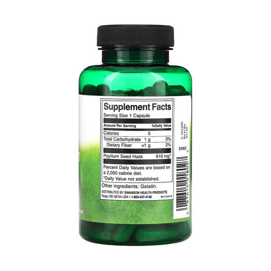 Psyllium Husks (Ispaghul), 610 mg, Swanson, 100 capsule SW802