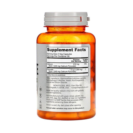 Pyruvate (Piruvat de Calciu), 600 mg, NOW Foods, 100 capsule